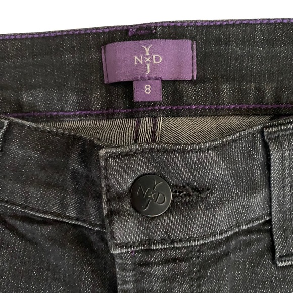 NYDJ Lift Tuck Technology Studded Rhinestones Bootcut Jeans Women’s Size 8 Black - Picture 4 of 14